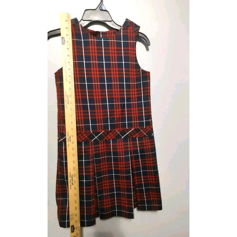 PARKER UNIFORM Girls Sz 10 Red & Blue Plaid‎ Pleated Jumper Dress Private School